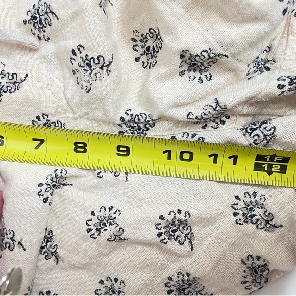 A New Day Ecru/ Cream Flower Print Linen Blend Pull-on Short Pockets Drawstring - Picture 12 of 12